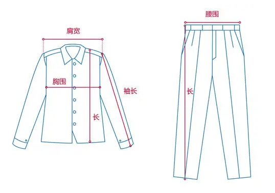 定做工作服測量展示圖，短袖工作服定做，冬季工作服定做